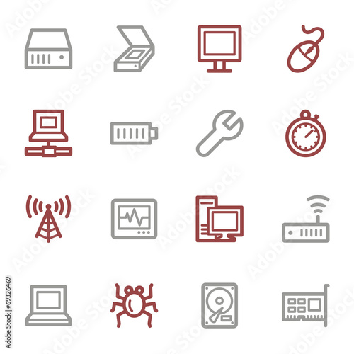 Computer components web icons set