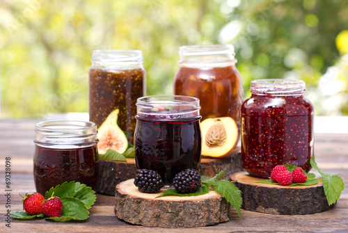 Homemade fruit jam in the jar photo
