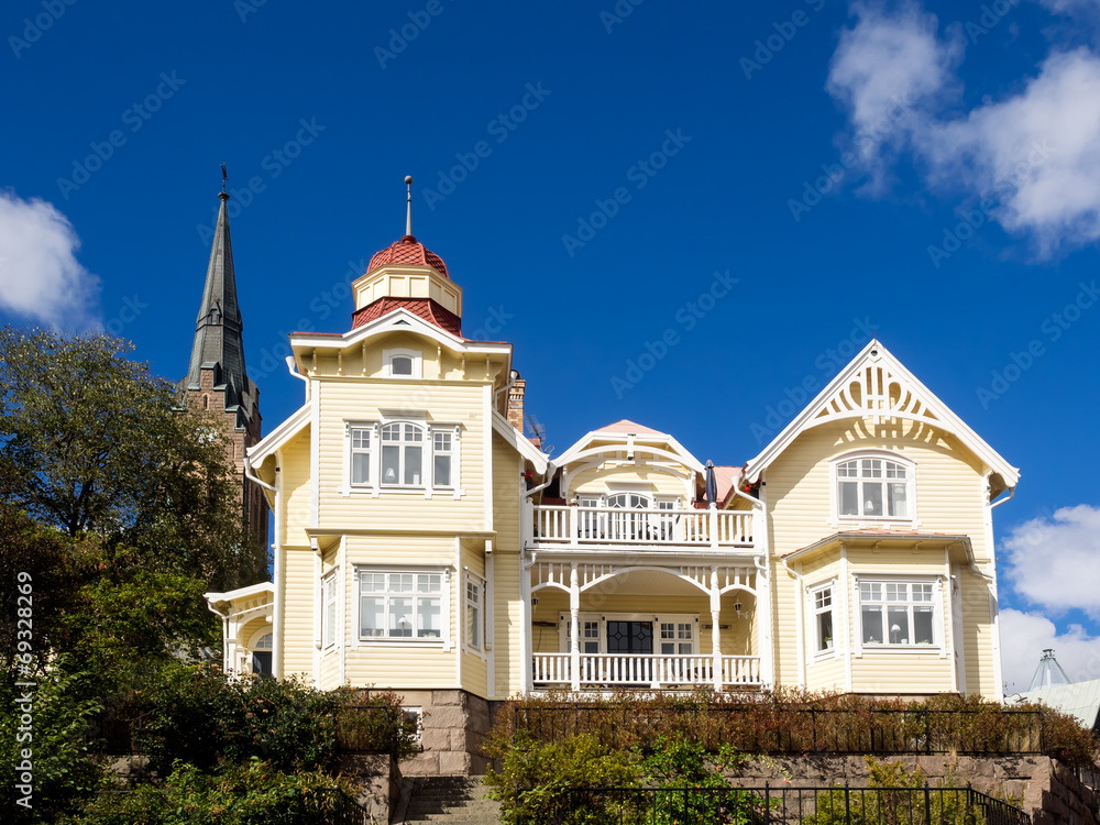 Historic old wooden house in Lysekil, Sweden