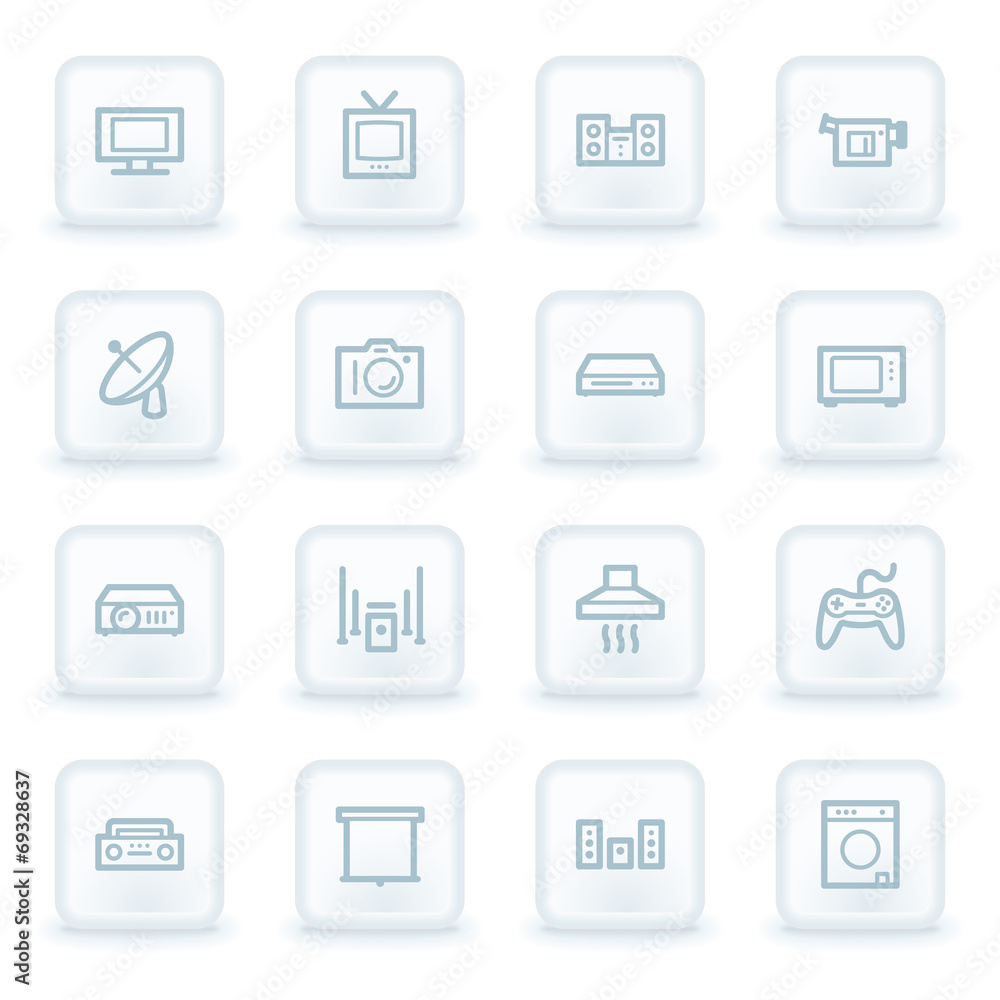 Home Appliance web icons, white square buttons Home Appliance web icons, white square buttons