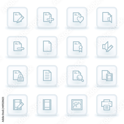 Document web icon set 1, white square buttons