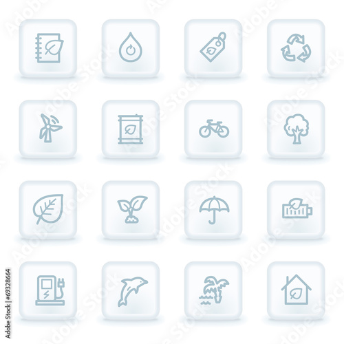Green ecology web icon set 4, white square buttons
