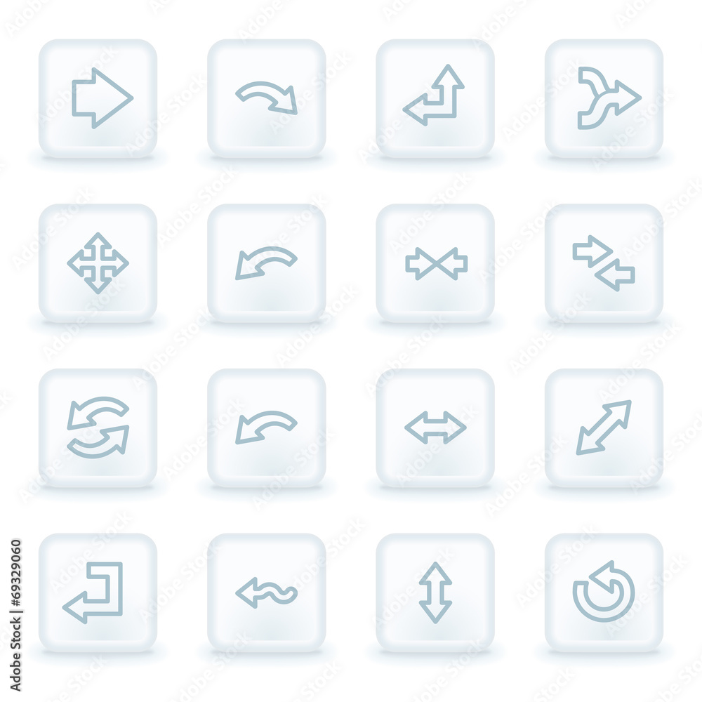Arrows web icons, white square buttons Arrows web icons, white square buttons