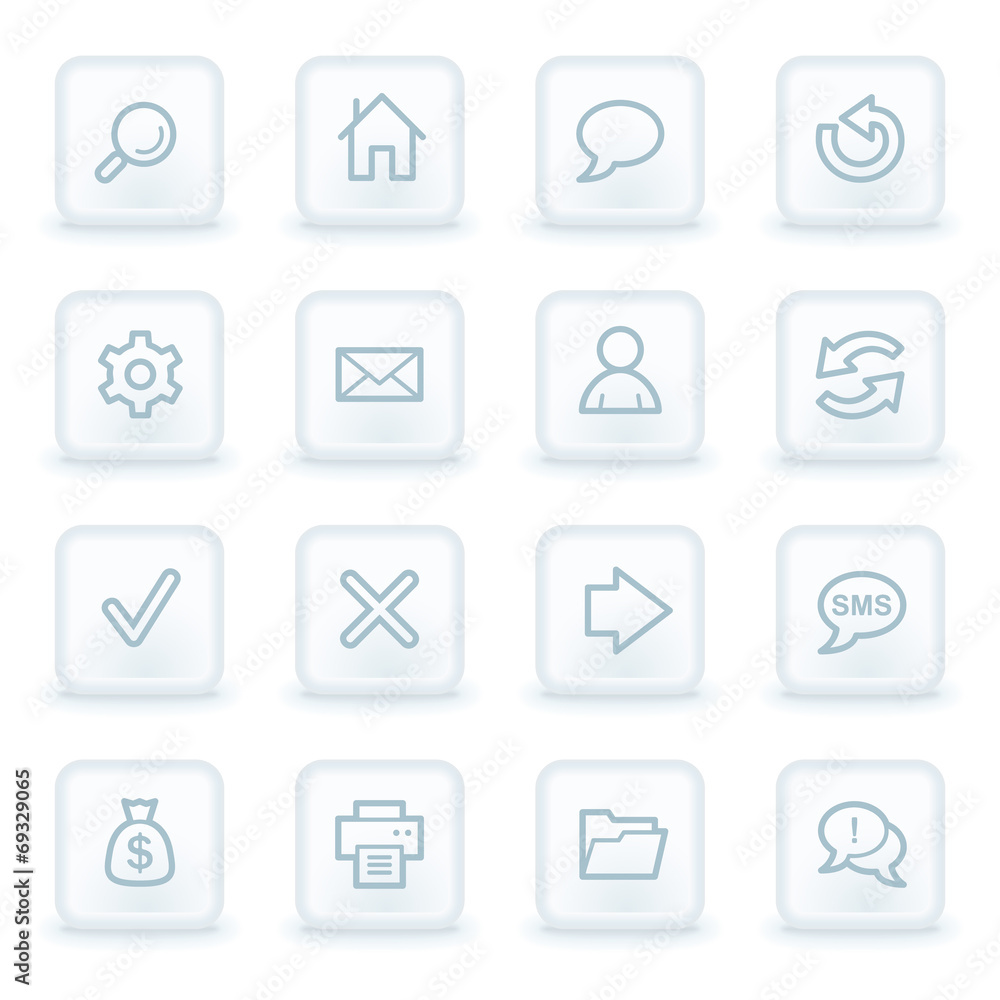 Web & internet icon set 1, white square buttons Web & internet icon set 1, white square buttons