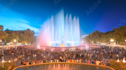 night view of Magic Fountain in Barcelona