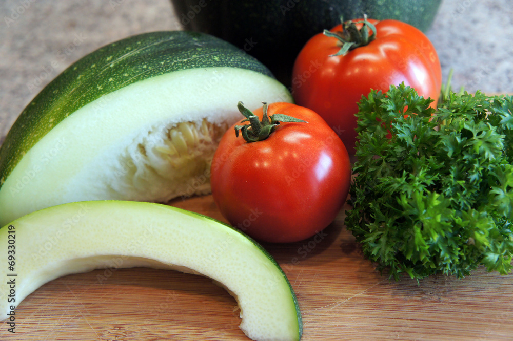 Fresh vegetables in the kitchen Fresh vegetables in the kitchen