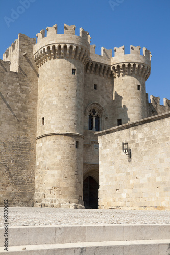 Towers and gate in the Rhodes castle, Greece