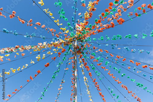 Pole with flower garland decoration at Madeira Island