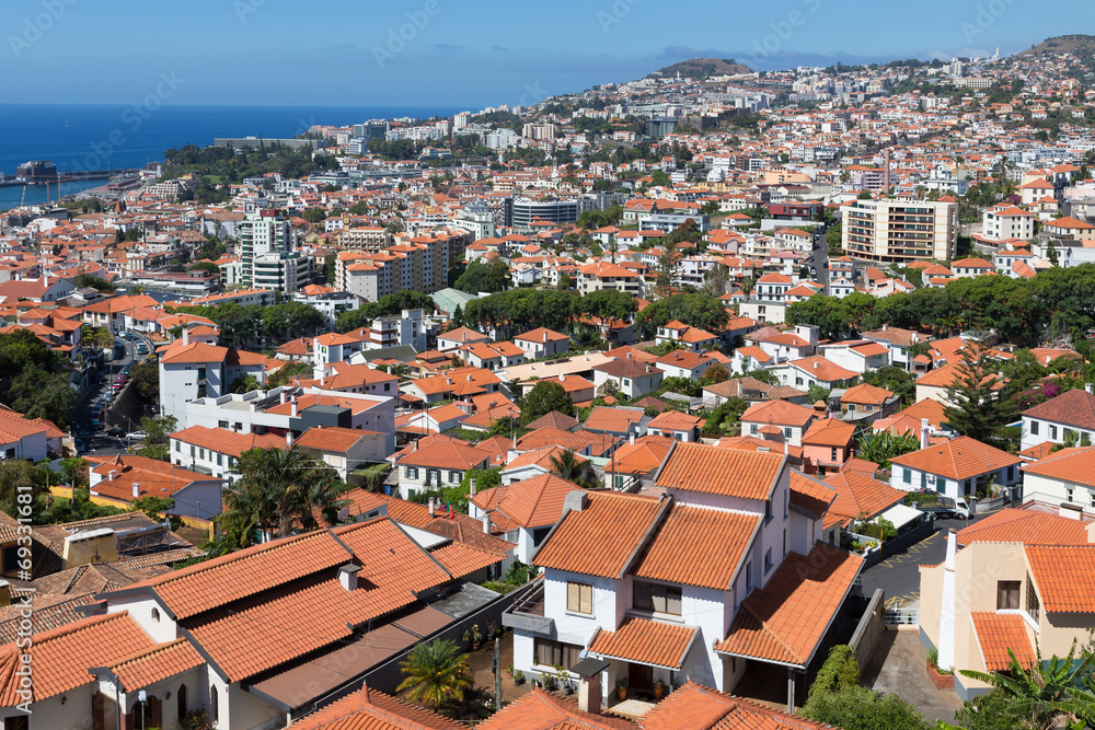 Aerial view of Funchal, capital city of Madeira Island