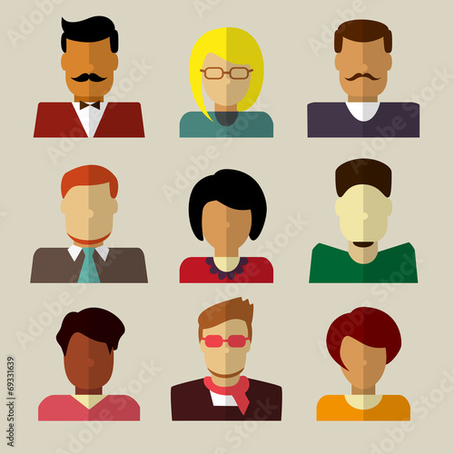 Set of people icons in flat design.