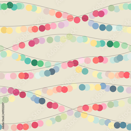 Seamless background with multicolored circle garlands