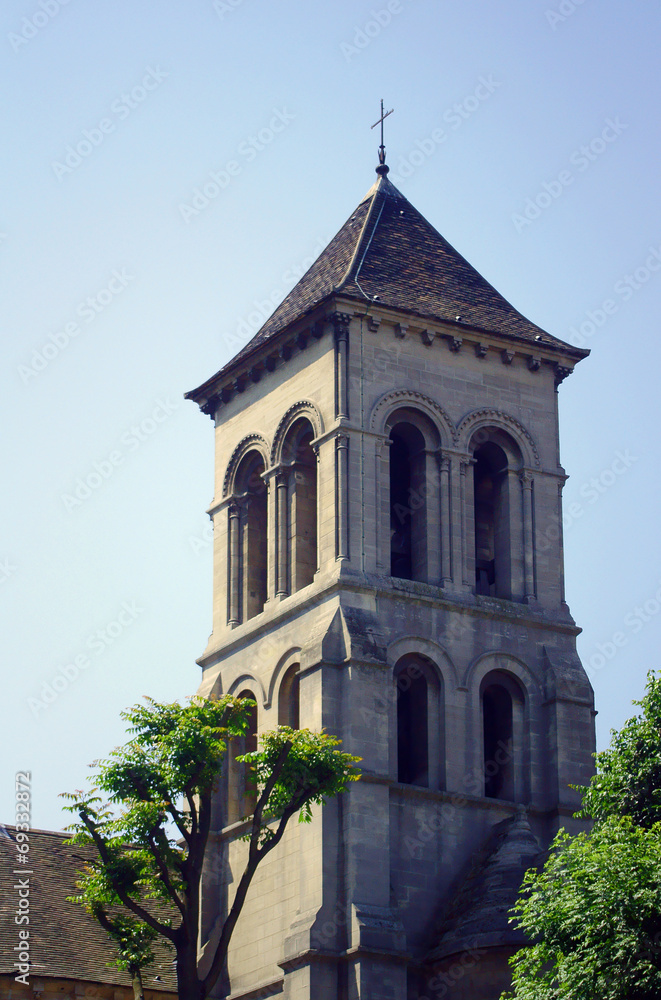 Bell tower of the church in Paris, France .