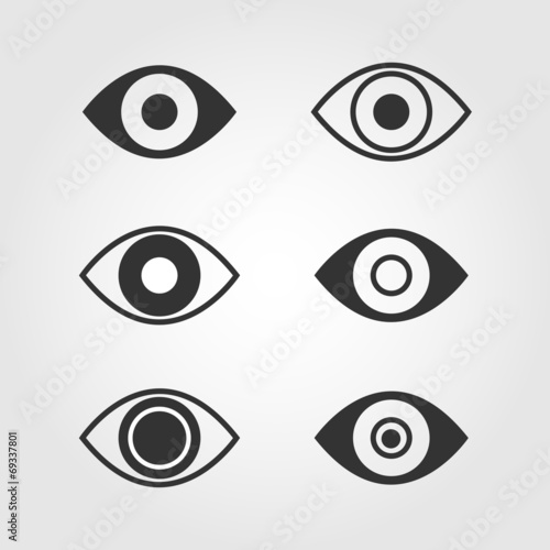 Eye icons set, flat design