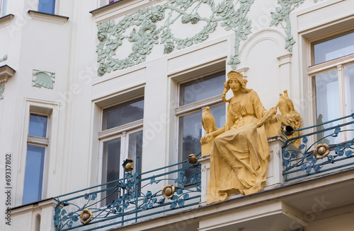Photography Princess Libuse statue on Karlova street, Prague, Czech Republic
