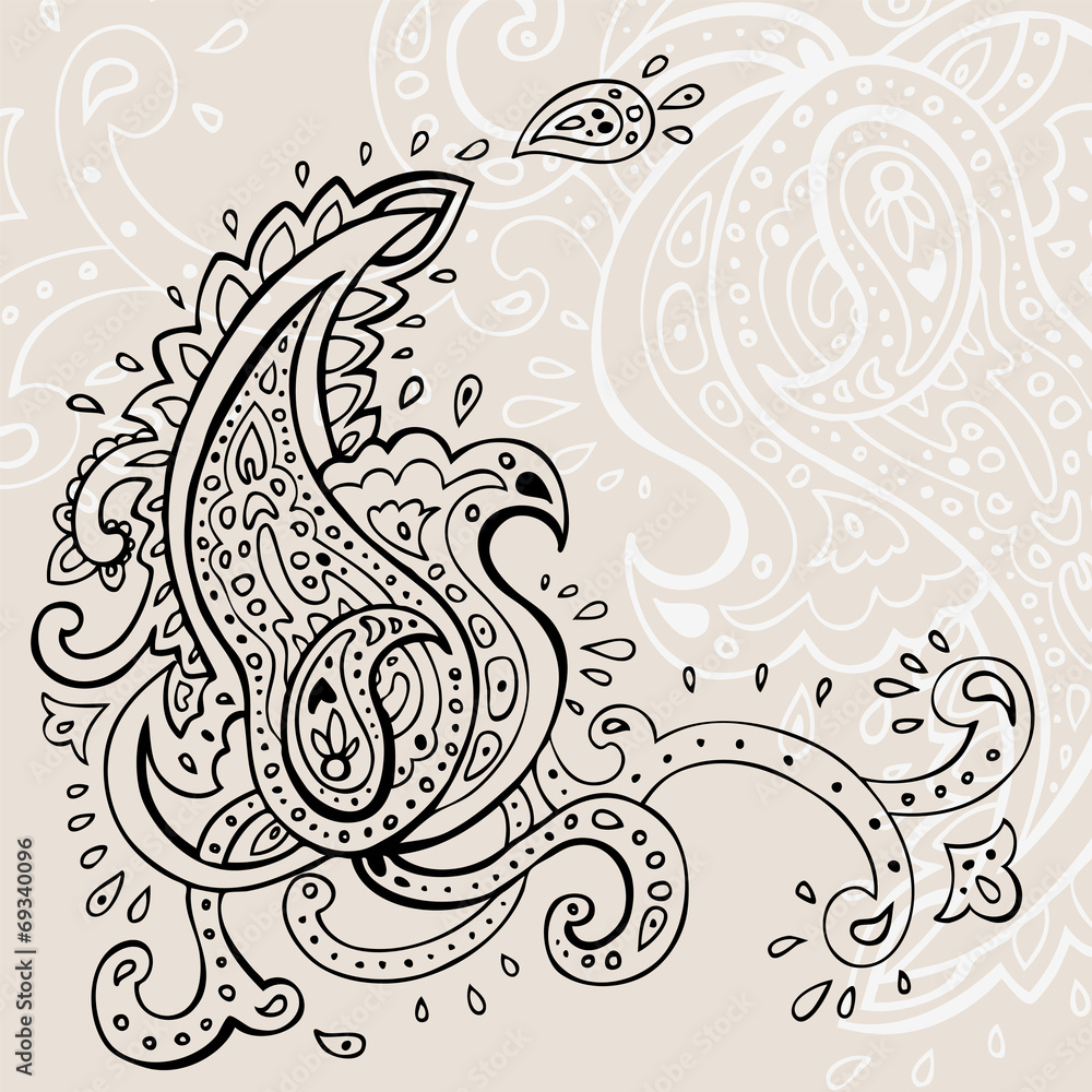 Hand Drawn Paisley ornament. Hand Drawn Paisley ornament.