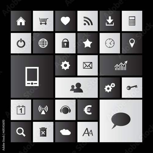 Set of black and white metro icons