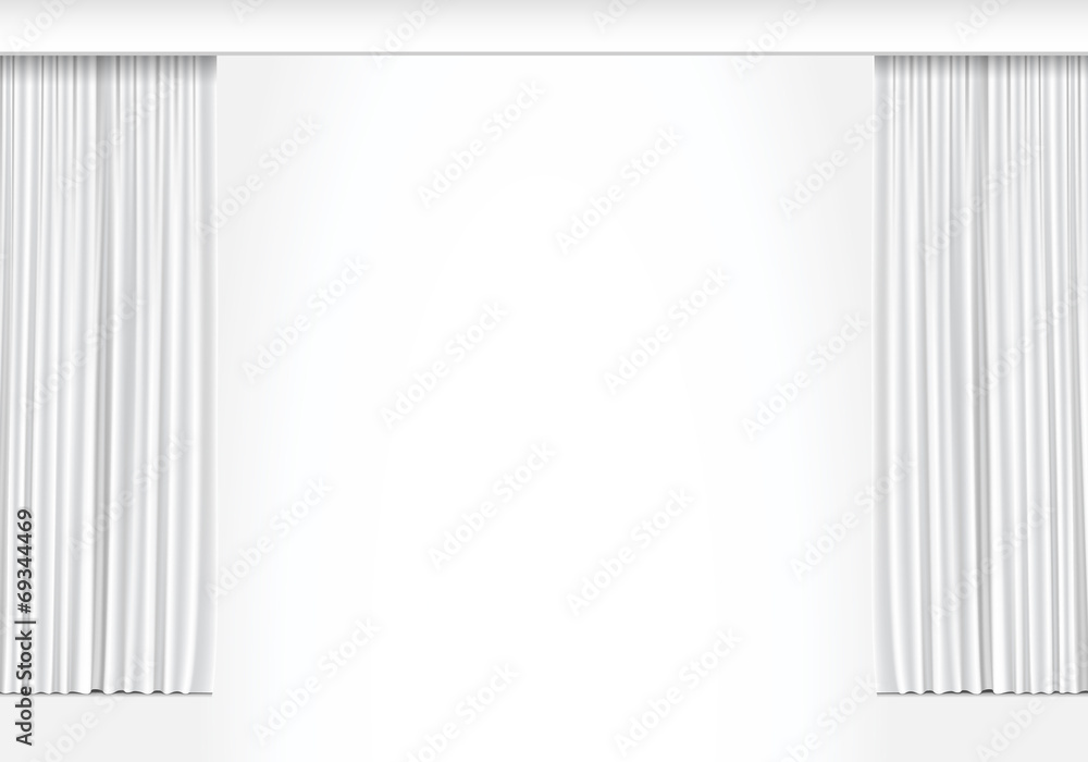 Vector White Curtains Isolated on White Background Stock Vector | Adobe