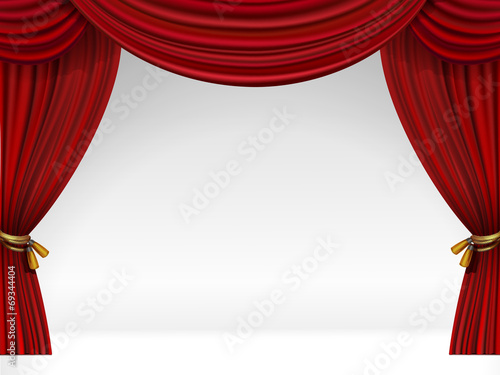 Vector White Scene with Isolated Red Curtains