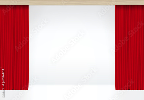 Vector White Scene with Isolated Red Curtains