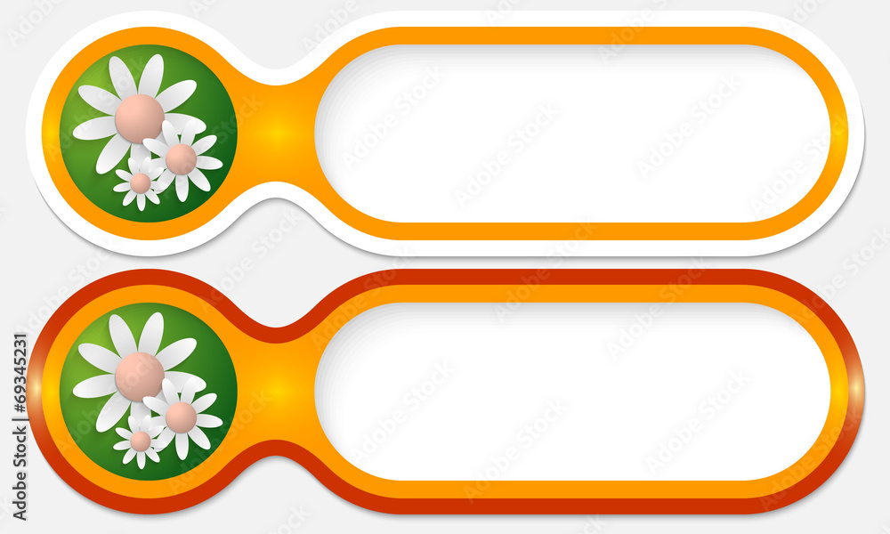 two buttons for entering text with flowers two buttons for entering text with flowers