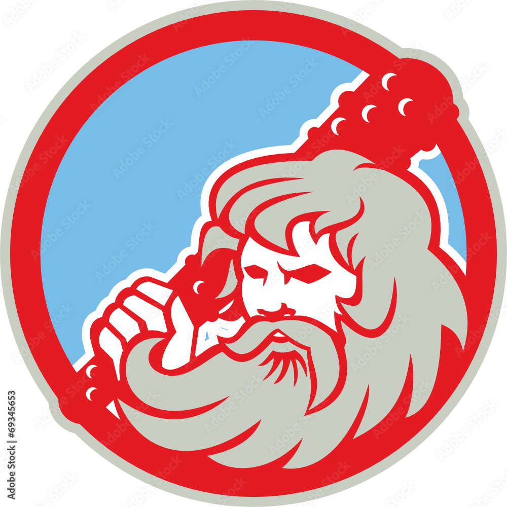 Hercules Wielding Club Circle Retro Hercules Wielding Club Circle Retro