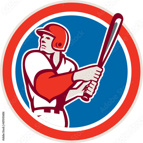 American Baseball Player Batter Hitter Circle Retro