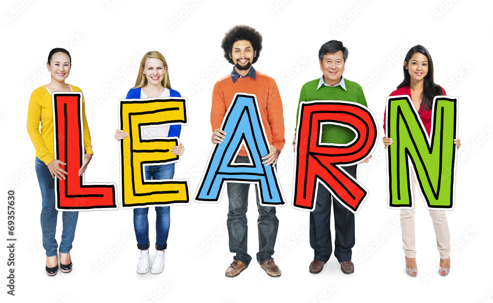 Group of Diverse People Holding Word Learn Group of Diverse People Holding Word Learn