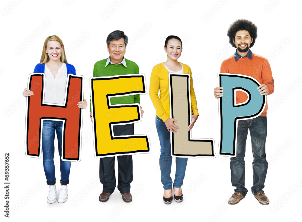 Group of People Standing Holding Help Group of People Standing Holding Help