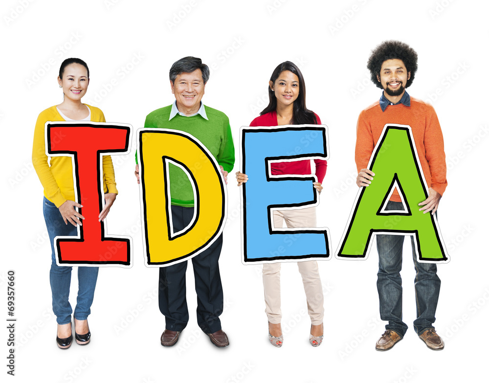 Multiethnic Group of People Holding Letter Idea Multiethnic Group of People Holding Letter Idea