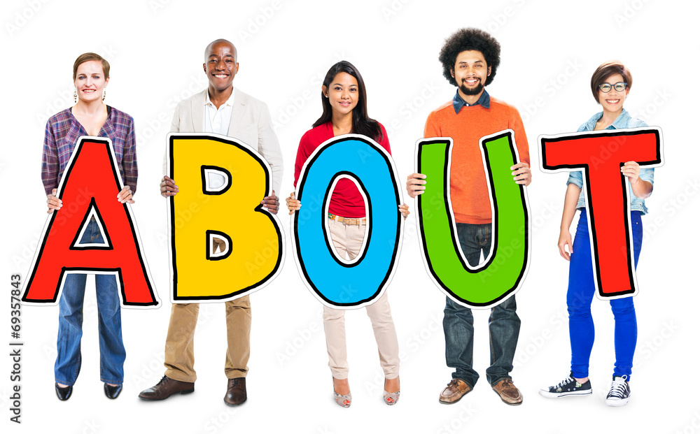 Multi-Ethnic Group of People Holding Text About Multi-Ethnic Group of People Holding Text About