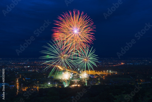 Colorful fireworks display at Chiangmai © alongkos