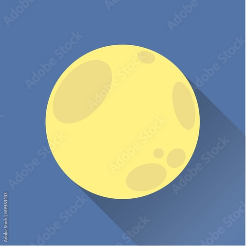 big yellow moon, flat design, vector