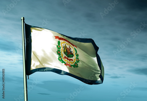 West Virginia (USA) flag waving on the wind photo