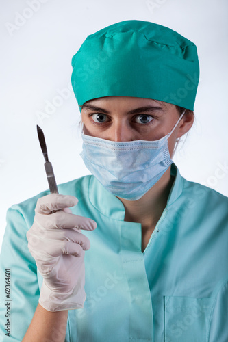 Surgeon with a scalpel