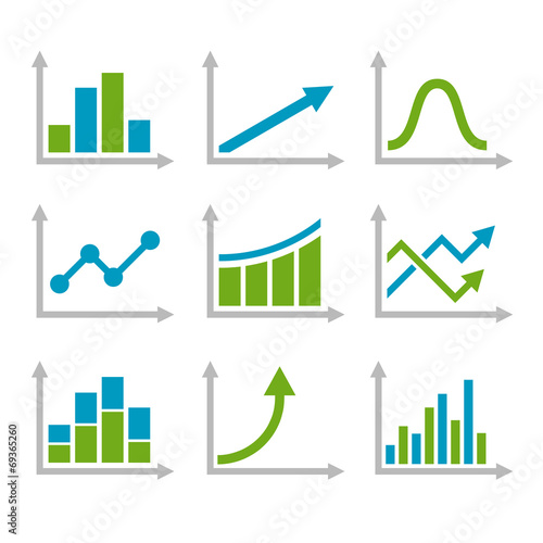 Color Graph Chart Icons Set. Vector