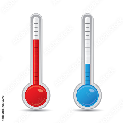 Metallic thermometer with scale measuring heat and cold