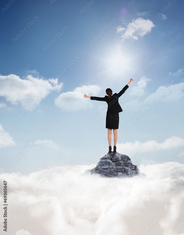 Composite image of excited businesswoman cheering Composite image of excited businesswoman cheering