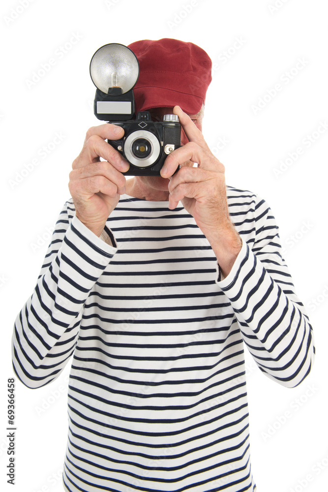 Portrait retired man taking picture Portrait retired man taking picture