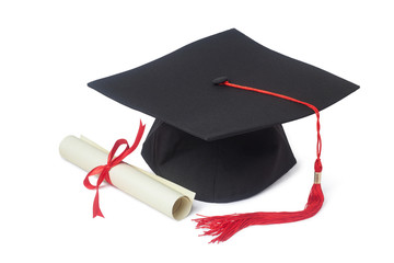 Graduation cap and diploma