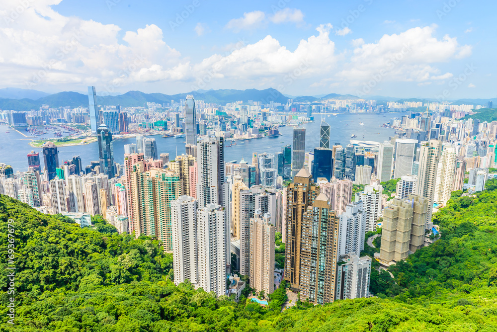 Obraz premium HONG KONG -August 8: Scene of the Victoria Harbour on August 8,