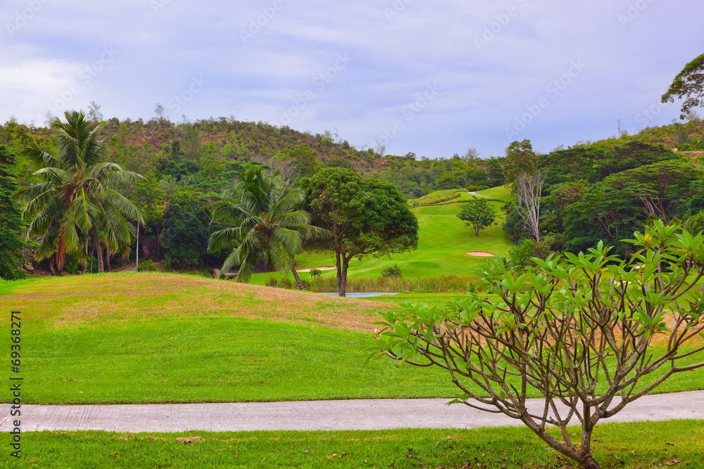 Golf field at Seychelles