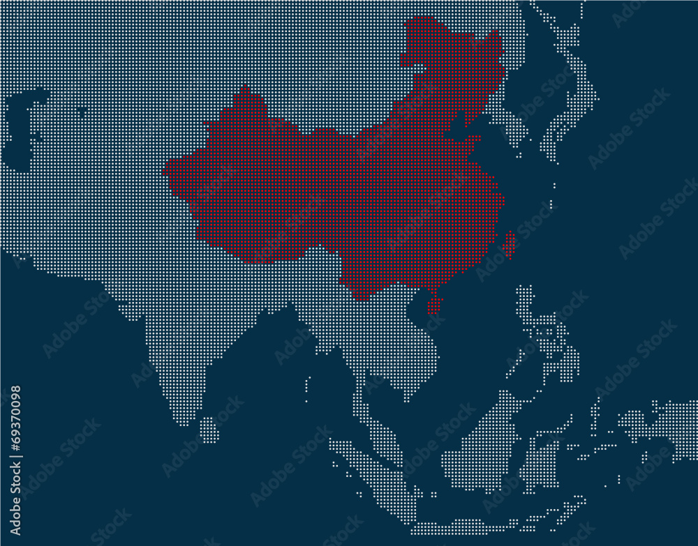The Pixel Map of China with its neighbor