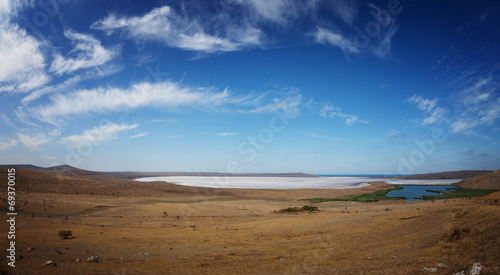 Great salt lake under blue sky © Aleksey Sagitov