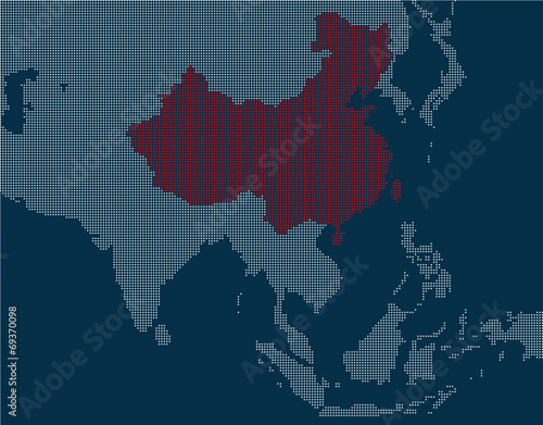 The Pixel Map of China with its neighbor
