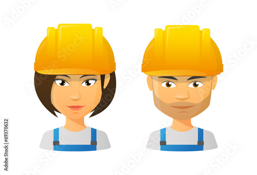 People wearing a work hat avatar set
