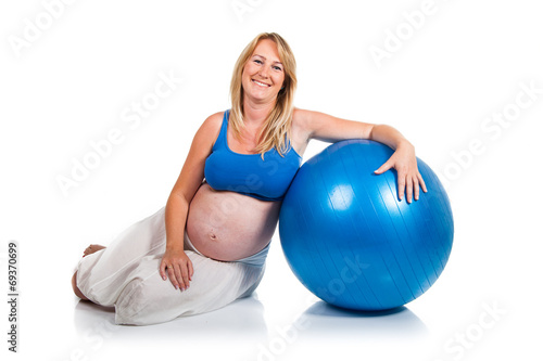 Pregnant woman with blue ball © mathom