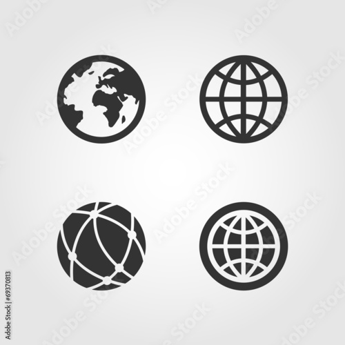 Earth globe icons set, flat design