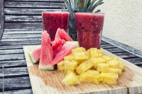 Smoothie of watermelon and pineapple