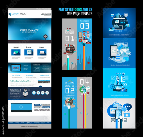 One page website flat UI design template