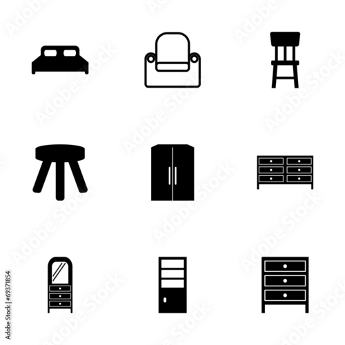Vector black furniture icons set